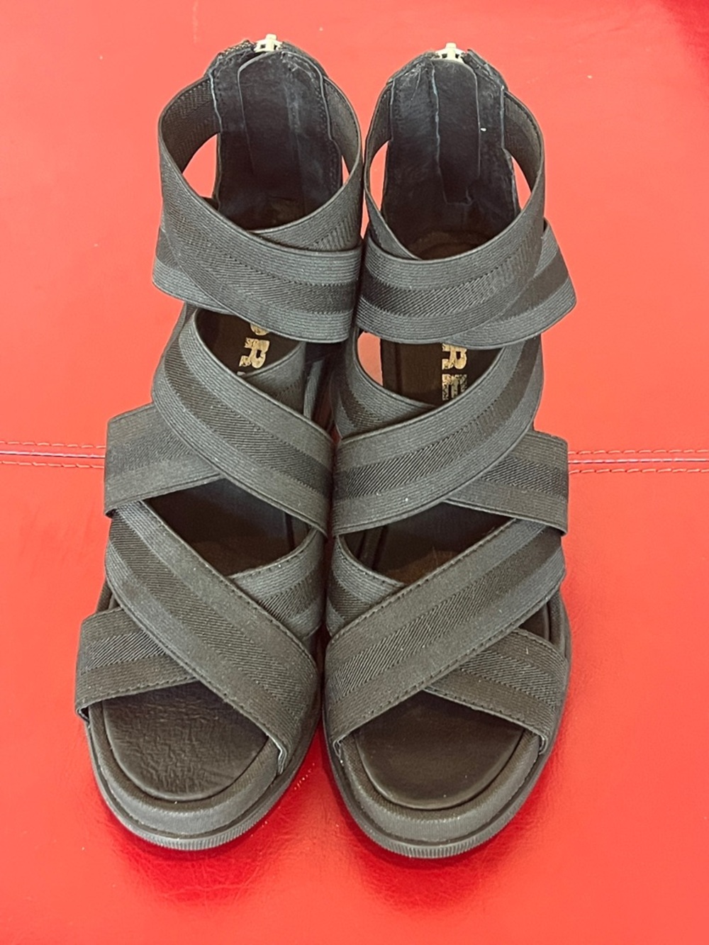 Sorel Joanie™ II Leather Wedge Heeled Gladiator Stretch Sandal Black Women's 7.5 - Picture 5 of 13